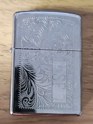 1990 Vintage Zippo Lighter - Florentine / Venetian Scroll Design  W/ Initials SF