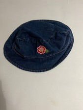 Toddler Girls Denim Sun Beach Hat w/Flower Size 12-24M EUC
