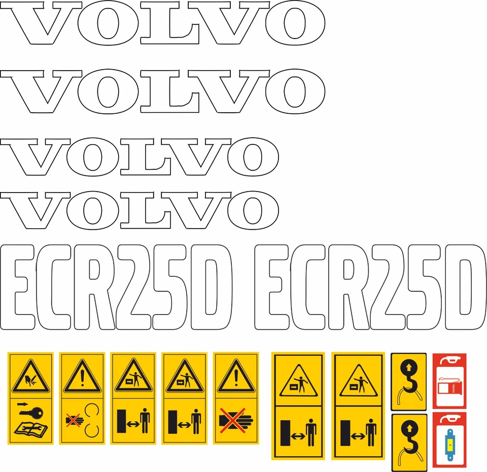 VOLVO ECR25D ECR 25 D Bagger Minibagger Aufkleber Set Decals