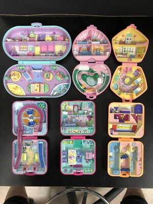 LOT-6 Vintage Bluebird Polly Pocket Compacts-Excellent Condition ~No Dolls 