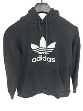 Adidas Hooded LS Pullover Sweatshirt Size Large Black Logo