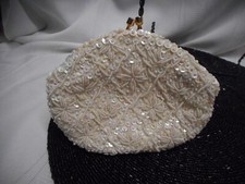 Vintage White Beaded Evening Hand Bag