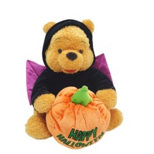 Disney Store Winnie The Pooh Bat Costume w/ Pumpkin Halloween Plush Toy 9" VTG