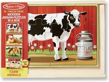 Melissa & Doug 4 Wooden JSP's In A Box 12Pcs. Each, Brand New-Sealed Package!