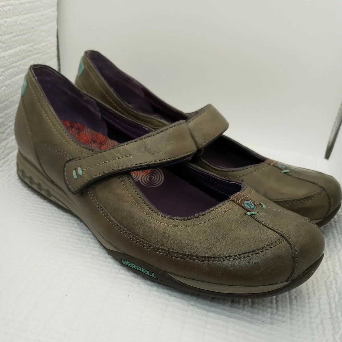MERRELL OrthoLite Allure Dusty Olive Purple Blue Mary Jane Shoes