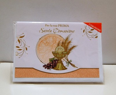 Biglietto Cartoncino Auguri Prima Comunione Con Frase Ebay