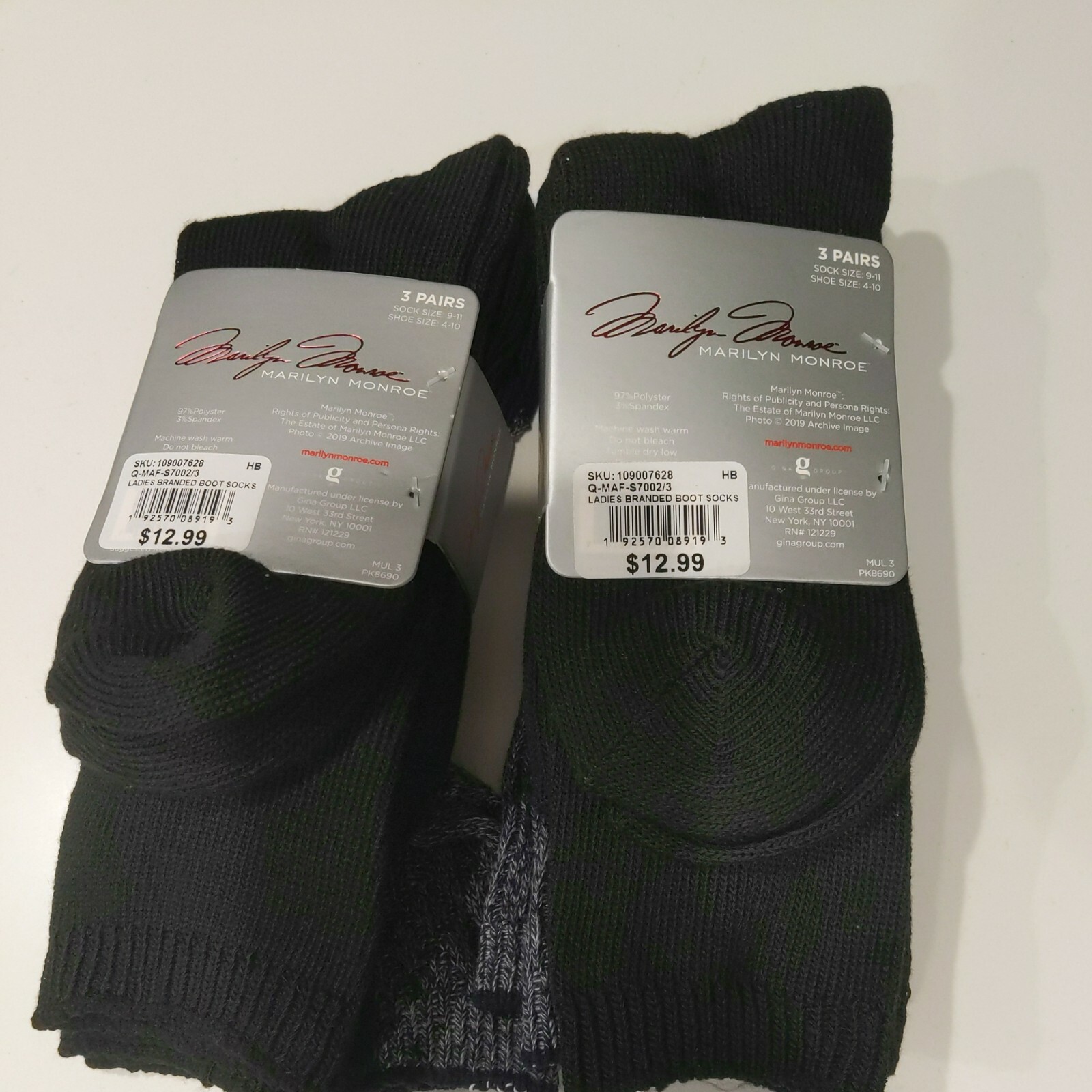 2 pks Marilyn Monroe womens boot Socks for shoes Size 410 Socks Size 9