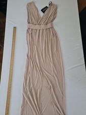 Ladies Dress PrettyLittleThing Size 12 Sleeveless V Neck Stretch Nude 15045