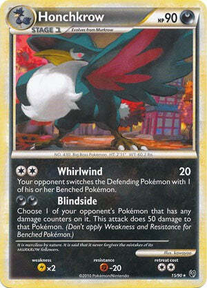 Pokemon Card HeartGold SoulSilver Undaunted 15/90 Honchkrow