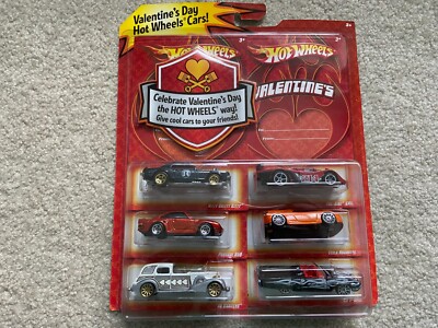 Sealed Lot of 6 Valentine's Day Hot Wheels Cars Porsche, Tesla, T