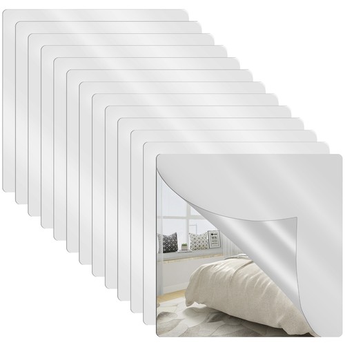 12Pcs Acrylic Mirrors Self Adhesive Mirror Tiles 2mm Thick Flexible leoPX - Picture 17 of 18