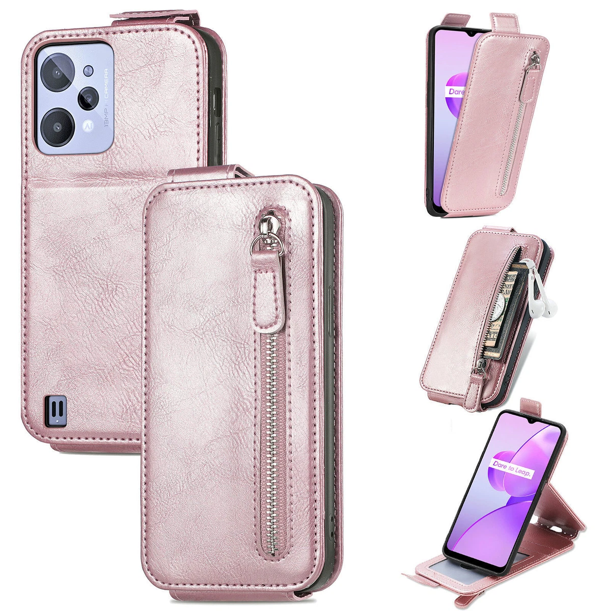 Flip Leather Zipper Wallet Phone Case For Oppo Reno 5 A Realme V11