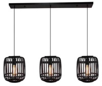 Brilliant Woodrow Pendel HäNge Holz Leuchte Lampe E27 3-Flg Holz Schwarz Design
