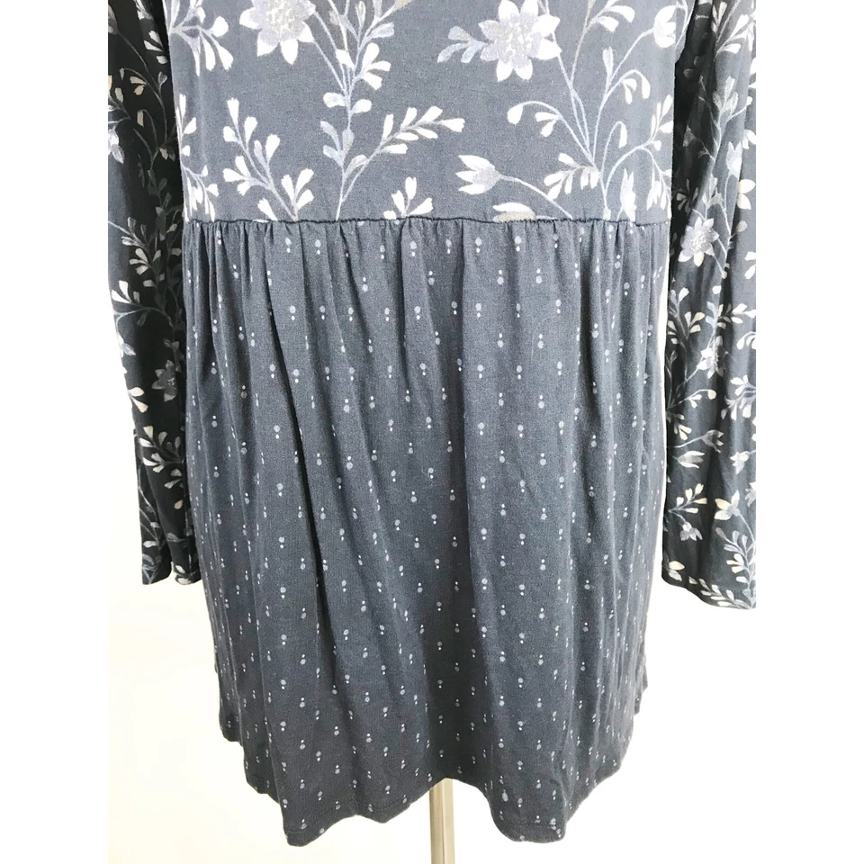Top túnica Jill para mujer azul medio floral a lunares bloques de colores cottagecore Foto 4 de 4