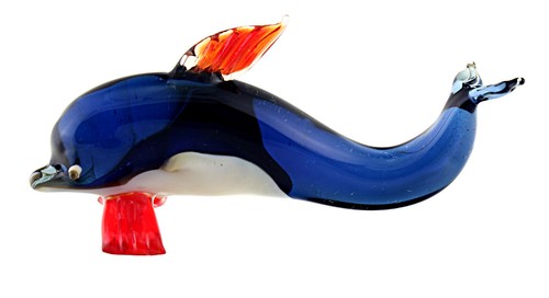 Murano Style Art Glass Dolphin Figurine - Blue - Picture 2 of 3