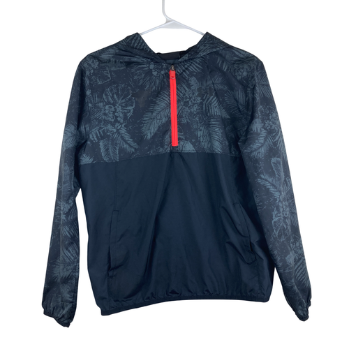 Under Armour Boys Girl Youth XL Black Hooded Windbreaker Rain Jacket Pullover