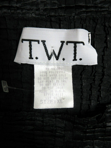 T.W.T. BLACK CRINKLE STRETCHY SLEEVELESS TOP SIZE XL - NEW - Picture 4 of 4