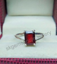 Natural Red Garnet Ring 925 Sterling Silver Gemstone Ring Handmade Fine Jewelry