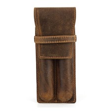 Genuine Leather 2 Slots Pen Cases Pencil Holder Organizer Office Pen Storage bag