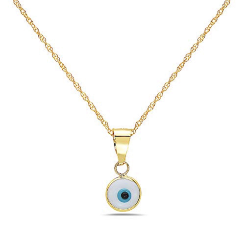 Real 14K Gold Evil Eye Pendant on 14K 
