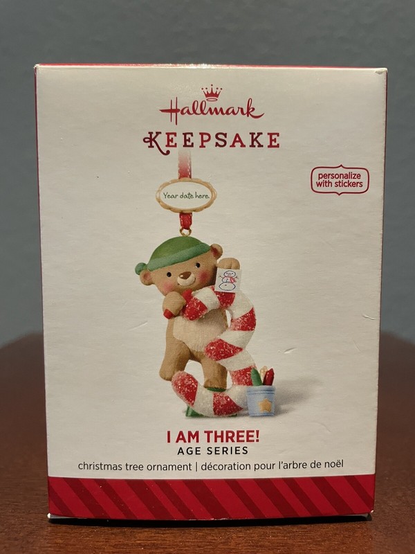 HALLMARK Keepsake I AM THREE Ornament News SHIP FREE Blank Stickers To Add Date