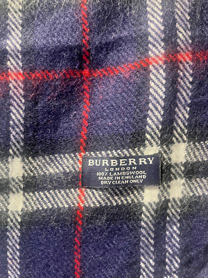 Original Vintage BURBERRY Schal | Dunkleblau | Made in England | 100% Lambswool