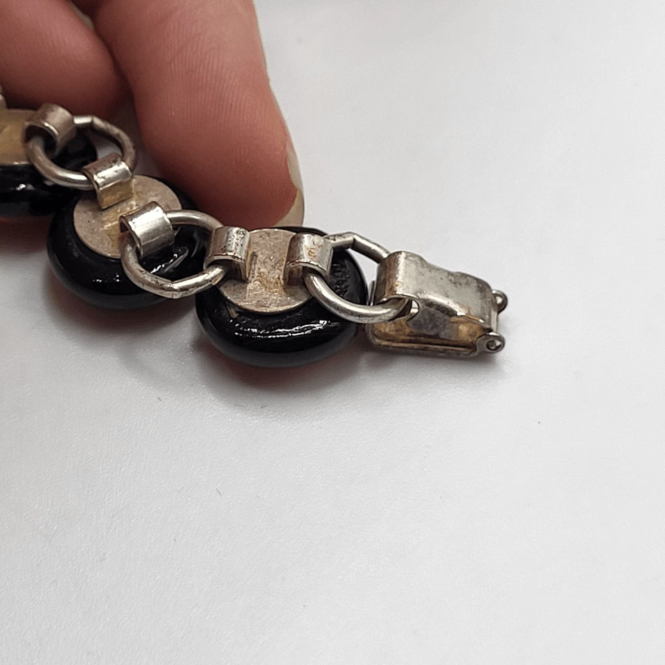 Brazalete artesanal hecho a mano de vidrio soplado de plata de ley de 7 pulgadas Foto 3 de 4