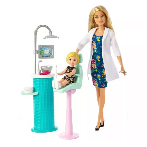 Muñeca Dentista Barbie y Juego Rubia con Muñeca Paciente Pequeña y Accesorios FXP16 - Imagen 3 de 6