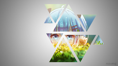Anime girls geometry simple background triangle collage Playmat Game Mat Desk