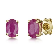 9ct Gold Ruby Earrings Oval Claw Set Stud Earring 6x4mm UK Hallmarked-375