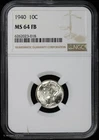 1940 10c Silver Mercury Dime NGC MS 64 FB | Uncirculated BU Full Bands