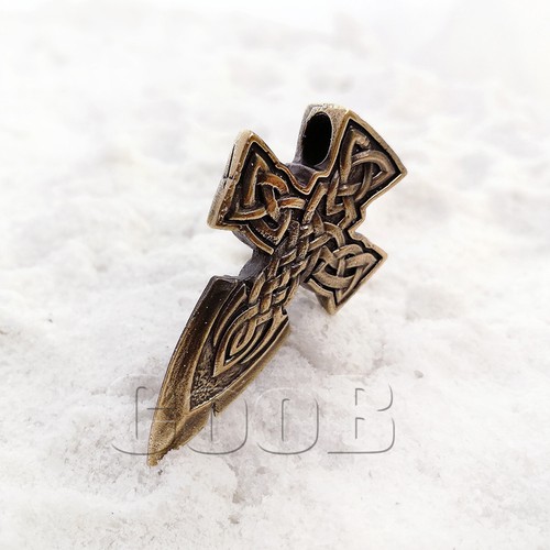 EDC Hand-Casted Pendant Charm Bead CELTIC CROSS KNIFE for Paracord Lanyard CooB - Picture 3 of 5