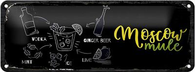 Blechschild Rezept Moscow Mule Ginger Beer Ice 27x10 cm Deko Schild tin sign