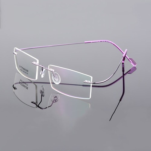 Metal Square Anti Blue Light Nearsighted Glasses Unisex Rimless Myopia Glasses - Picture 28 of 33