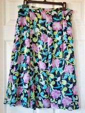 Vintage 90's SAG HARBOR Black Floral Skirt Mid Length A-Line Women's Size M