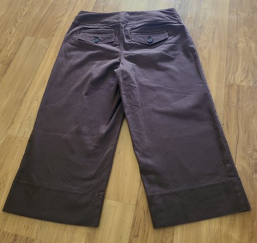 Ann Taylor Loft Women's Sz 2 Capri Pants Dark Brown Wide Leg Crop Chino 28X19 - Picture 6 of 7