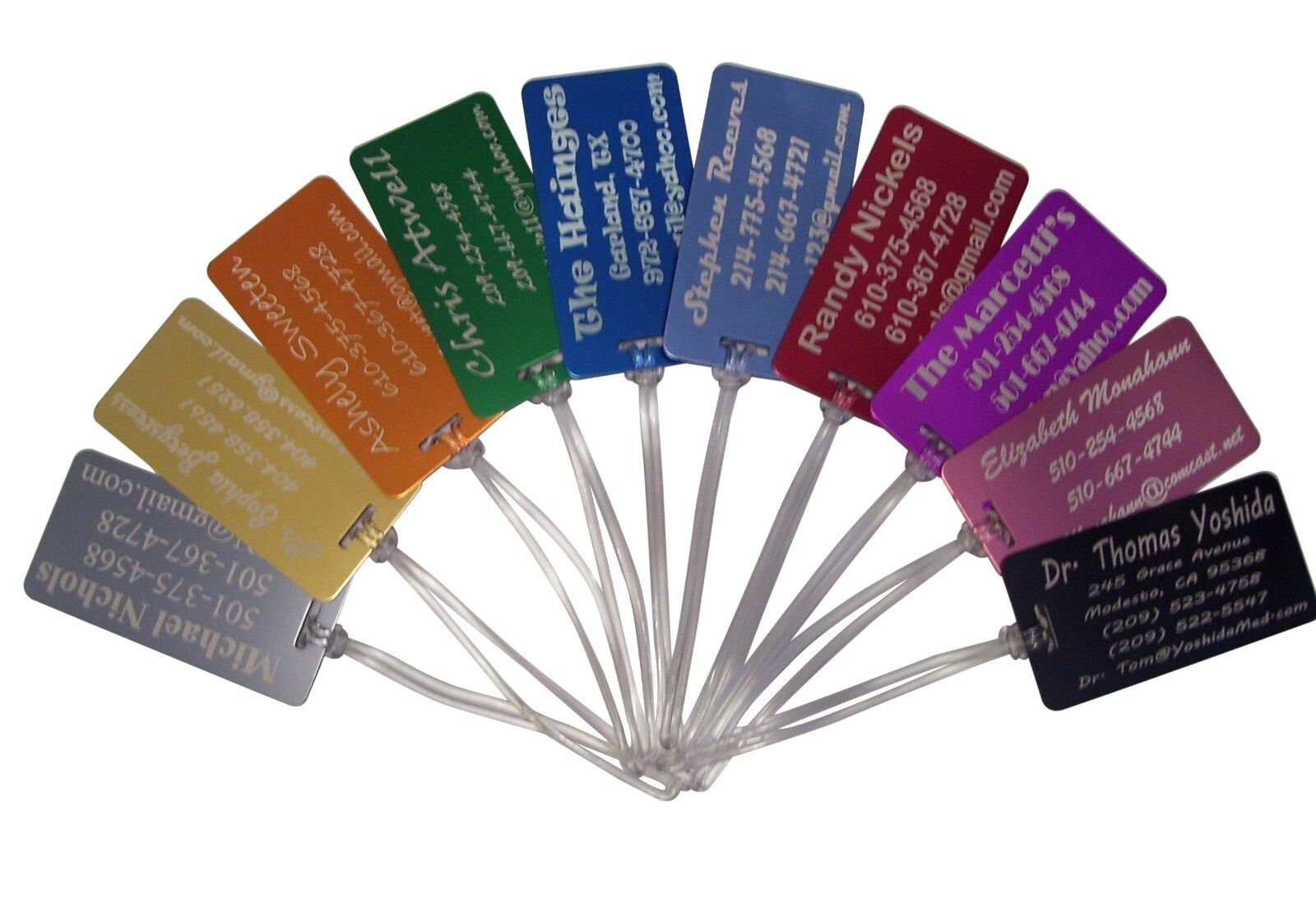 10 Personalized Aluminum Customized Luggage Tags. Engraved Front