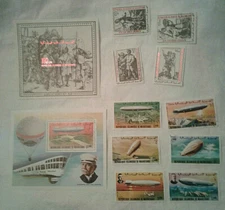 Set of 12 Mauritanu Postage Stamps - Zeppelin and Albrecht Durer - Cancelled