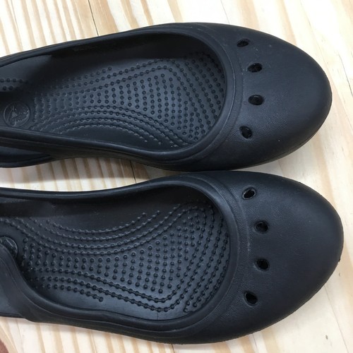 Crocs Shoes Womens 6 Kadee Casual Comfort Slip Ons Ballet Flats Black Rubber - Picture 6 of 14