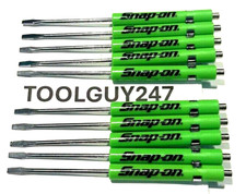 SNAP ON TOOLS 10 TEN Snap On Pocket Screwdrivers Flat Tip GREEN  MAGNETIC END