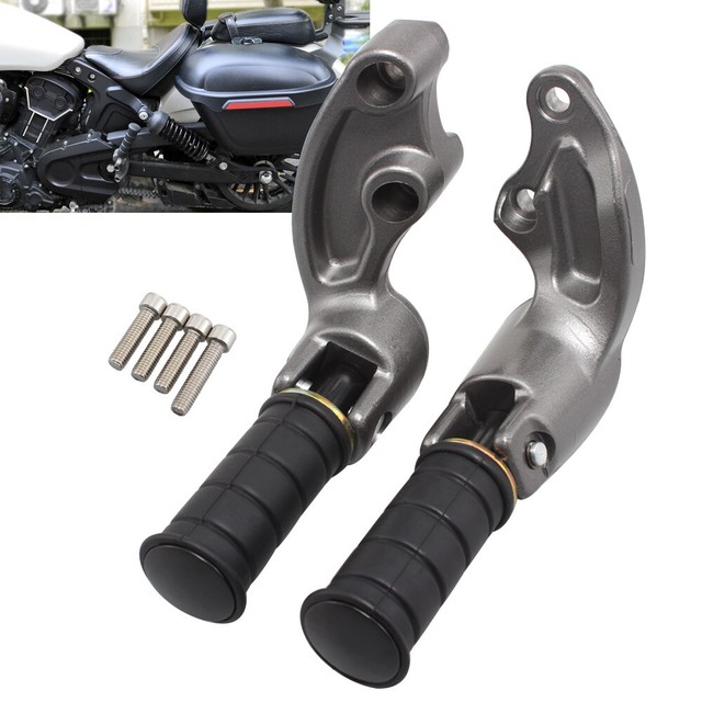 2x Aluminum Rear Passenger Foot Pegs Footrest Mounting Bracket Black