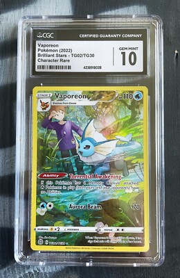 Pokemon Card CGC GEM MINT 10 VAPOREON TG02/TG30 Brilliant Stars