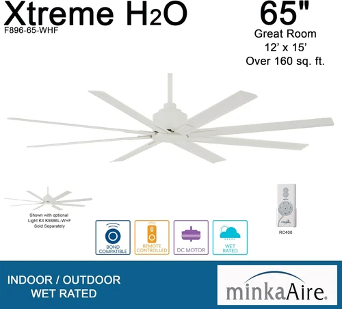 Xtreme H2O 65" Outdoor Ceiling Fan with DC Motor - Flat White Finish - Picture 4 of 9