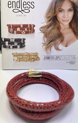 ENDLESS JENNIFER LOPEZ COLLECTION LEATHER REPTILE STEEL DBL ROW BRACELET 1052