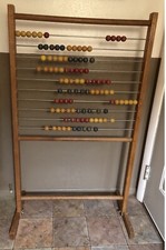 Abacus Rare Edu Math Antique Schoolhouse Nice 45  H full sz Wood floor