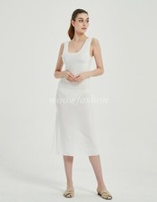 Women Full Slip Dress Loose Seamless Scoop Neck Long Camisole Dress Petticoat