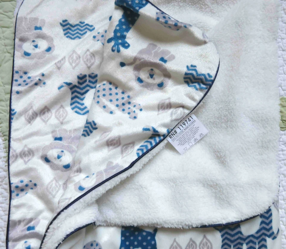 RN #119741 Peluche Blanco con Tema Azul Temático Animales de la Selva Bebé Niño Manta UE Foto 3 de 3