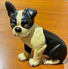 Rare or Unique Vintage / Antique Under Door Boston Terrier Cast Iron Door Stop