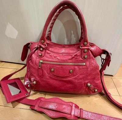 Balenciaga The First City Red Leather 2Way Hand Shoulder Bag w