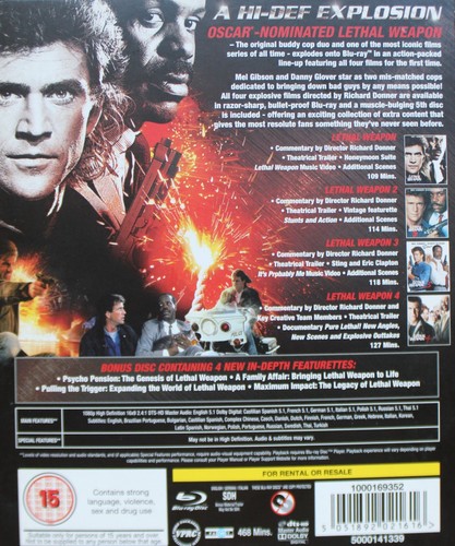 Lethal Weapon Collection 5 Disc Box Set Blu-Ray - Picture 5 of 5